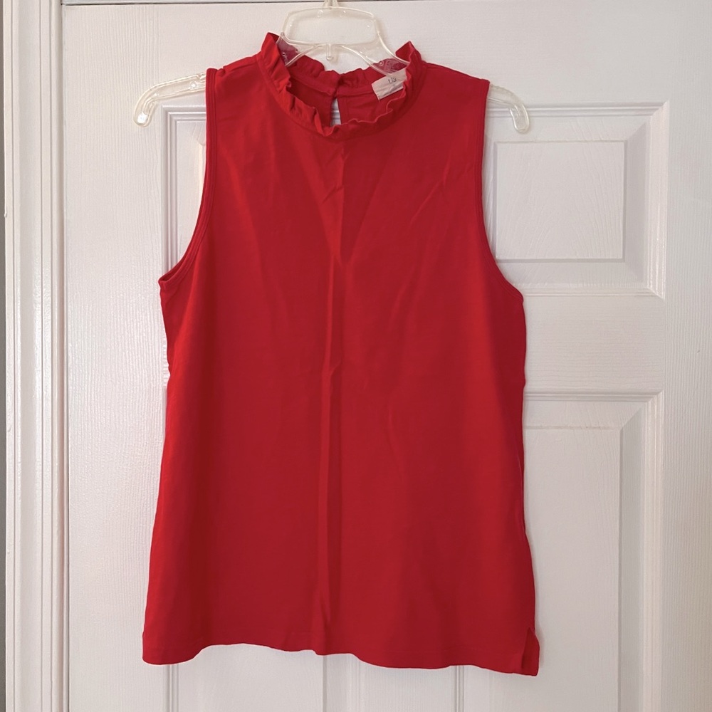 Anthropologie Sleeveless Top with ruffle mock neck